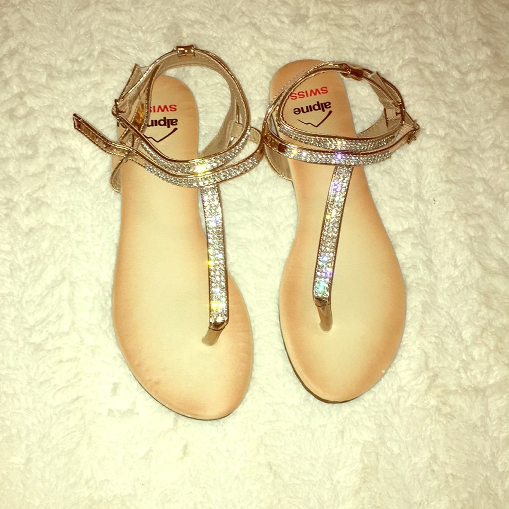 Rhinestone Gold Strappy Sandals